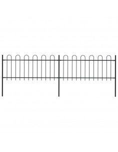 Recinzione Giardino con Punta Tonda in Acciaio 3,4x0,8 m Nera 2