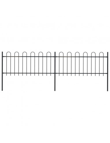 Recinzione Giardino con Punta Tonda in Acciaio 3,4x0,8 m Nera