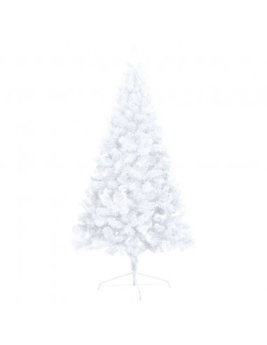 Set Albero Natale Artificiale a Metà LED Palline Bianco 210cm