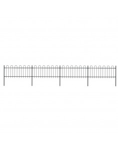 Recinzione da Giardino con Punta Tonda in Acciaio 6,8x0,8m Nera 2