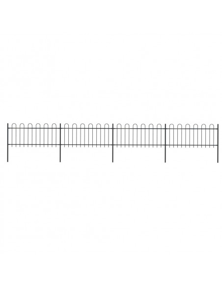 Recinzione da Giardino con Punta Tonda in Acciaio 6,8x0,8m Nera