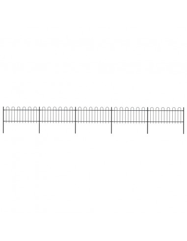 Recinzione da Giardino Punta Tonda 8,5x0,8 m Acciaio Nera