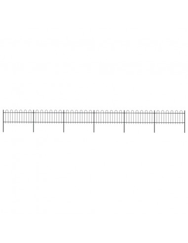 Recinzione Giardino con Punta Tonda Acciaio 10,2x0,8m Nera