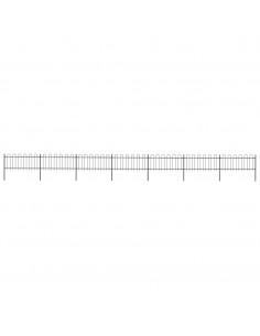 Recinzione Giardino con Punta a Lancia Acciaio 11,9x0,8 m Nera 2