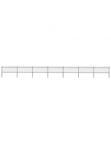 Recinzione Giardino con Punta a Lancia Acciaio 11,9x0,8 m Nera