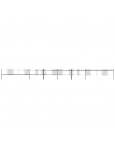 Recinzione Giardino con Punta Tonda in Acciaio 13,6x0,8m Nera 2