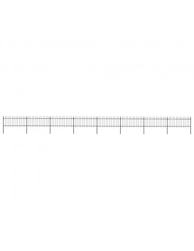 Recinzione Giardino con Punta Tonda in Acciaio 13,6x0,8m Nera