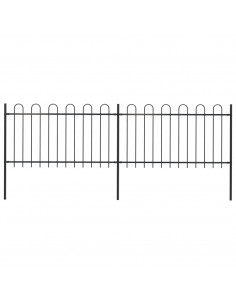 Recinzione Giardino con Punta Tonda in Acciaio 3,4x1 m Nera 2