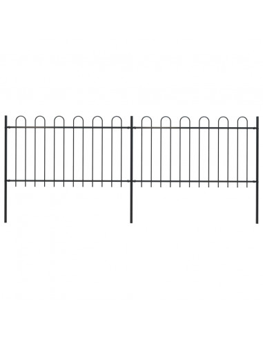 Recinzione Giardino con Punta Tonda in Acciaio 3,4x1 m Nera