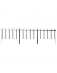 Recinzione Giardino con Punta Tonda in Acciaio 5,1x1 m Nera 2