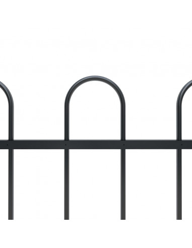 Recinzione Giardino con Punta Tonda in Acciaio 5,1x1 m Nera