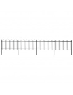 Recinzione da Giardino con Punta Tonda in Acciaio 6,8x1 m Nera 2