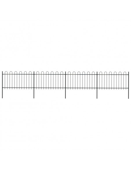 Recinzione da Giardino con Punta Tonda in Acciaio 6,8x1 m Nera