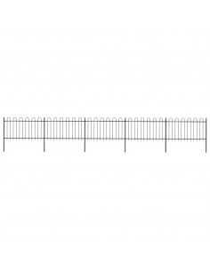Recinzione da Giardino con Punta Tonda in Acciaio 8,5x1m Nera 2