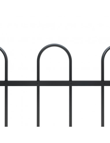 Recinzione da Giardino con Punta Tonda in Acciaio 8,5x1m Nera