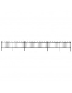 Recinzione da Giardino con Punta Tonda in Acciaio 10,2x1 m Nera 2