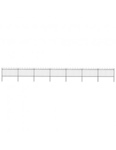 Recinzione da Giardino Punta Tonda Acciaio 11,9x1 m Nera