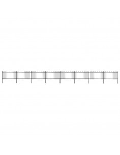 Recinzione da Giardino con Punta Tonda in Acciaio 13,6x1 m Nera 2