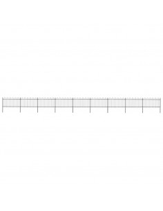 Recinzione da Giardino con Punta Tonda in Acciaio 15,3x1m Nera 2