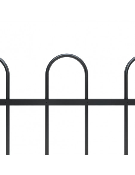 Recinzione da Giardino con Punta Tonda in Acciaio 15,3x1m Nera