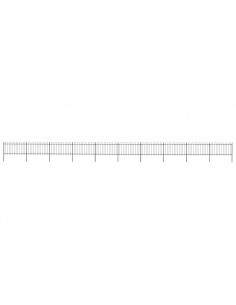 Recinzione Giardino con Punta Tonda in Acciaio 17x1 m Nera 2