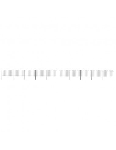 Recinzione Giardino con Punta Tonda in Acciaio 17x1 m Nera