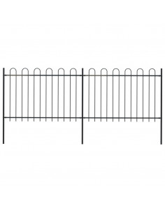 Recinzione Giardino con Punta Tonda in Acciaio 3,4x1,2 m Nera 2