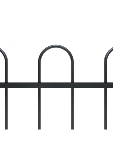 Recinzione Giardino con Punta Tonda in Acciaio 3,4x1,2 m Nera