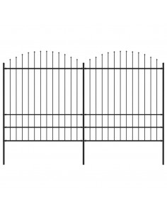 Recinzione Giardino Punta a Lancia (1,75-2)x3,4m Acciaio Nera 2