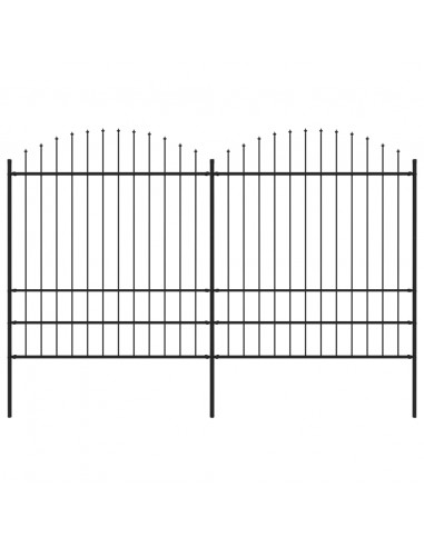Recinzione Giardino Punta a Lancia (1,75-2)x3,4m Acciaio Nera