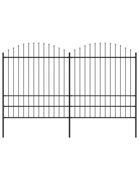 Recinzione Giardino Punta a Lancia (1,75-2)x3,4m Acciaio Nera