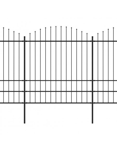 Recinzione Giardino Punta a Lancia (1,75-2)x3,4m Acciaio Nera