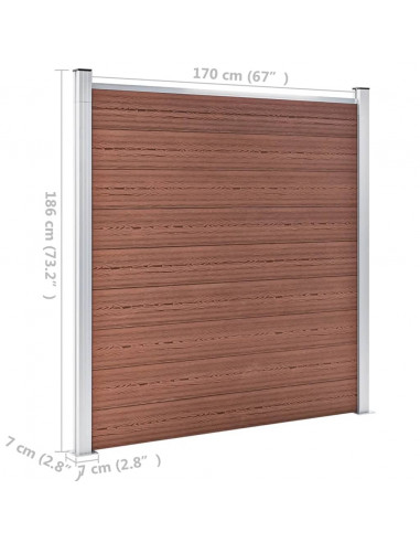 Recinzione da Giardino in WPC 526x186 cm Marrone