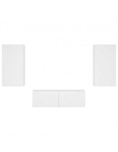 Mobili TV a Muro 3pz con Luci LED Bianchi