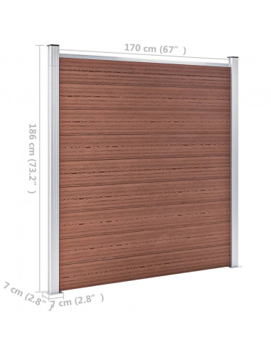 Recinzione da Giardino in WPC 1045x186 cm Marrone