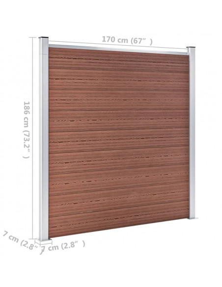 Recinzione da Giardino in WPC 1045x186 cm Marrone
