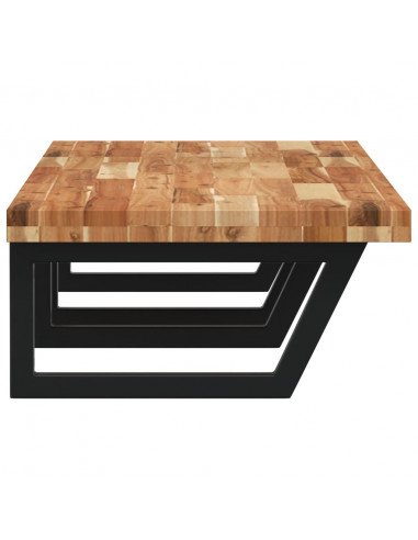 Ripiano a Parete per Lavabo in Acciaio e Massello di Acacia