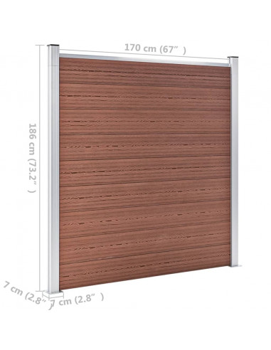Recinzione da Giardino in WPC 1218x186 cm Marrone