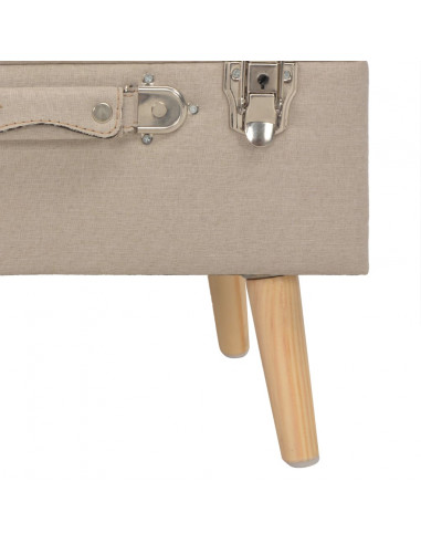 Sgabelli con Contenitore 3 pz in Tessuto Beige