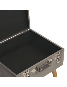 Sgabelli con Contenitore 3 pz in Velluto Grigio