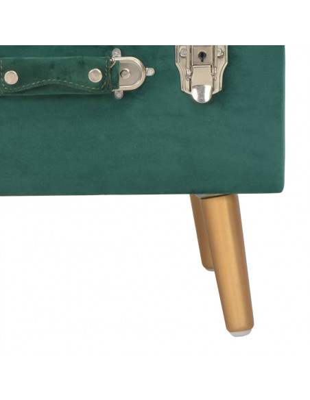 Sgabelli con Contenitore 3 pz in Velluto Verde