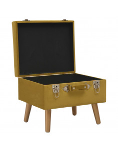 Sgabello con Contenitore 40 cm Giallo Senape in Velluto