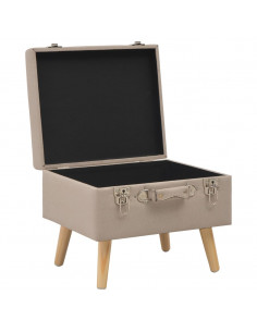 Sgabello con Contenitore 40 cm in Tessuto Beige 2