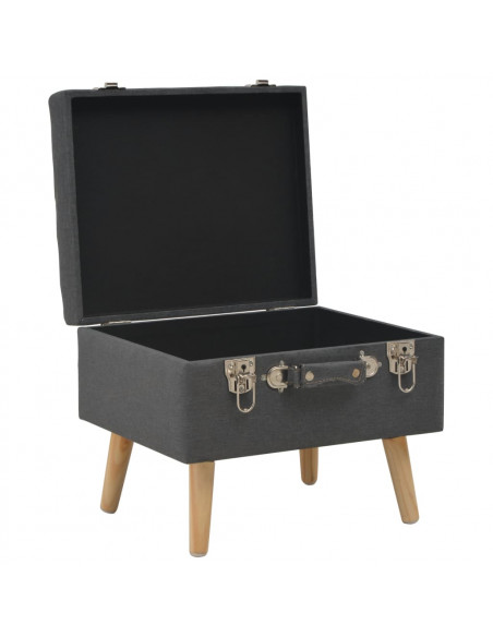 Sgabello con Contenitore 40 cm in Tessuto Grigio Scuro