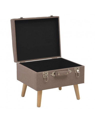 Sgabello con Contenitore 40 cm in Tessuto Marrone