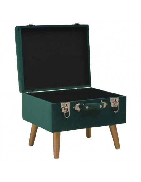 Sgabello con Contenitore 40 cm in Velluto Verde