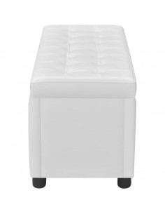 Sgabello con Contenitore in Pelle Artificiale Bianco 2