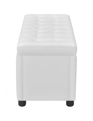 Sgabello con Contenitore in Pelle Artificiale Bianco