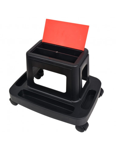 Sgabello da Officina con Rotelle e Vano Portaoggetti 150 Kg