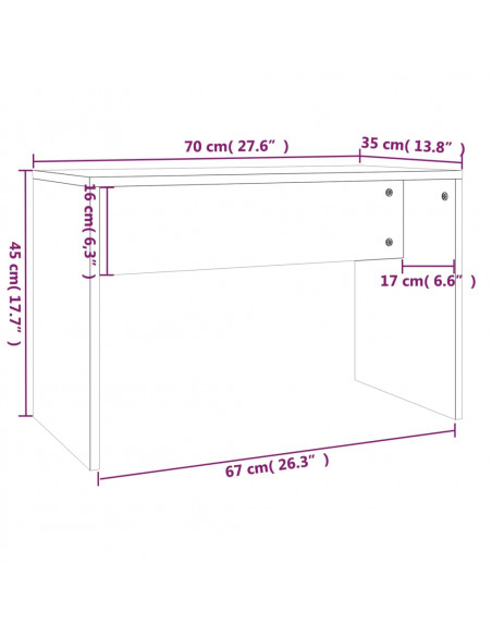 Sgabello da Toeletta Grigio Sonoma 70x35x45cm Legno Multistrato